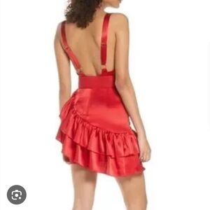 Bronx and Banco Elegant Red Ruffled Dress